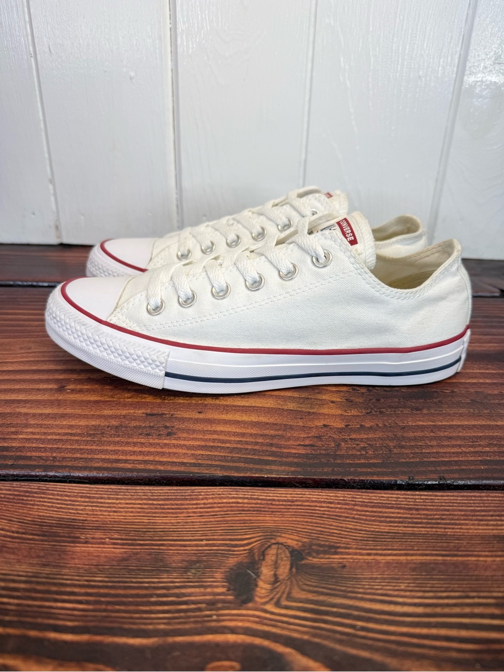 Converse Chuck Taylor All Star Low Top White Canvas Sneakers Size 8